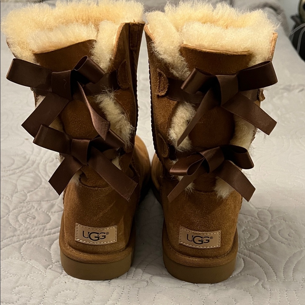 UGG Women's Tan Shearling Bow Boots